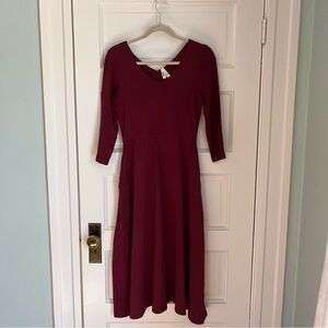 Pact Burgundy Long Sleeve Dress